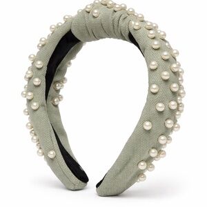 ✨ Lele Sadoughi Gray Woven Pearl Knotted Headband ✨